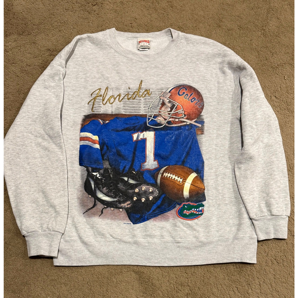 Vintage Nutmeg Florida Gators Sweatshirt Mens Football 1996 Embroidered Size L